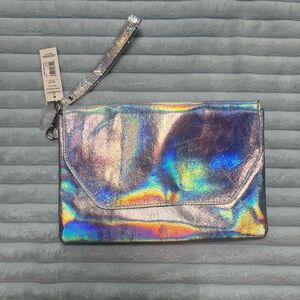 Holographic Silver Clutch Bag